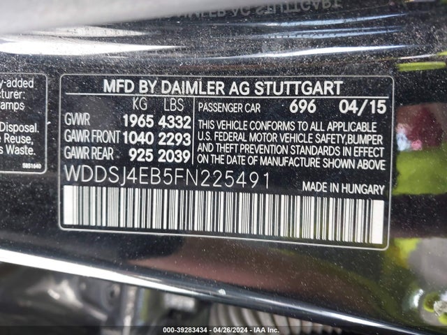 WDDSJ4EB5FN225491 Mercedes-Benz CLA 250
