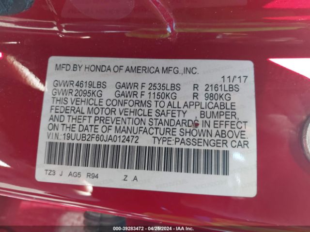 19UUB2F60JA012472 Acura Tlx Tech   A-spec Pkgs