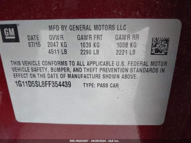 1G11D5SL8FF354439 Chevrolet MALIBU 2LT