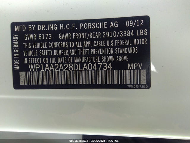 2013 PORSCHE CAYENNE WP1AA2A28DLA04734 Photo 8