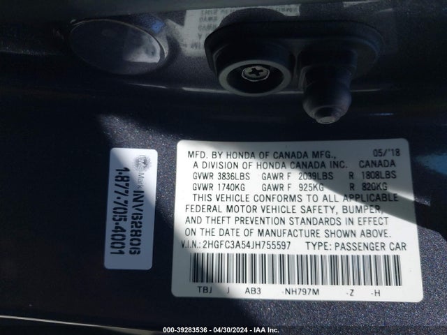 Honda CIVIC SI 2018 2HGFC3A54JH755597 Image 9