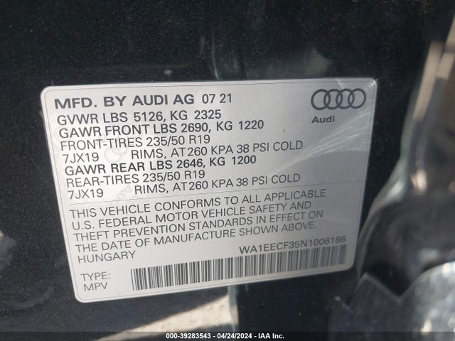 WA1EECF35N1006186 Audi Q3 Premium Plus 45 Tfsi S Line Quattro Tiptronic