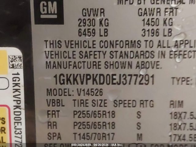 1GKKVPKD0EJ377291 GMC Acadia Sle-2
