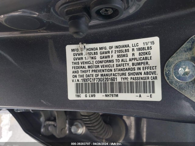 Honda Civic Ex-l 2016 19XFC1F73GE201601 Image 9