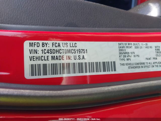 1C4SDHCT0MC519751 Dodge Durango R/t Rwd
