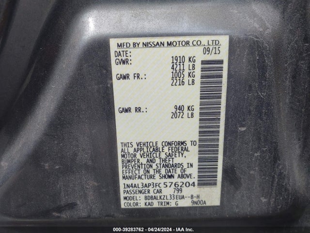 Nissan Altima 2.5 Sv 2015 1N4AL3AP3FC576204 Image 9