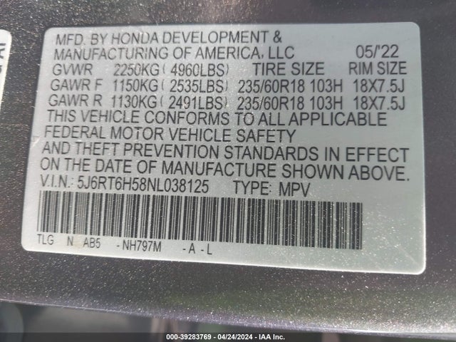 Honda Cr-v Hybrid Ex 2022 5J6RT6H58NL038125 Image 9