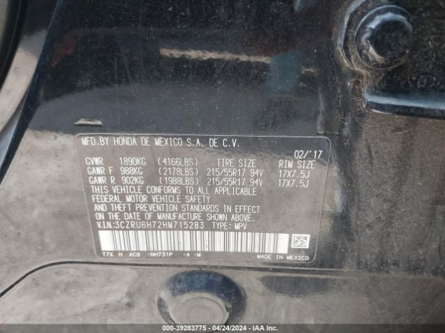 3CZRU6H72HM715283 Honda Hr-v Ex-l