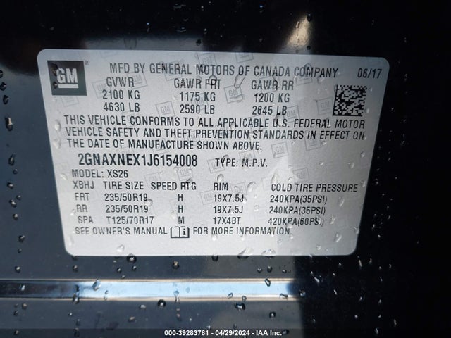 Chevrolet Equinox Premier 2018 2GNAXNEX1J6154008 Image 9