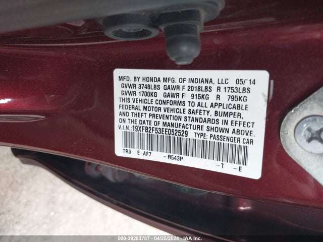 Honda Civic Lx 2014 19XFB2F53EE052529 Image 9