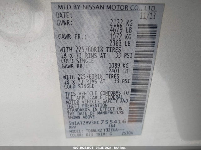 Nissan Rogue Sl 2014 5N1AT2MV3EC755416 Image 9