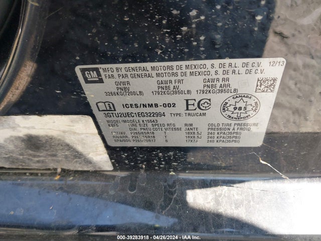 GMC Sierra 1500 Sle 2014 3GTU2UEC1EG322994 Image 9