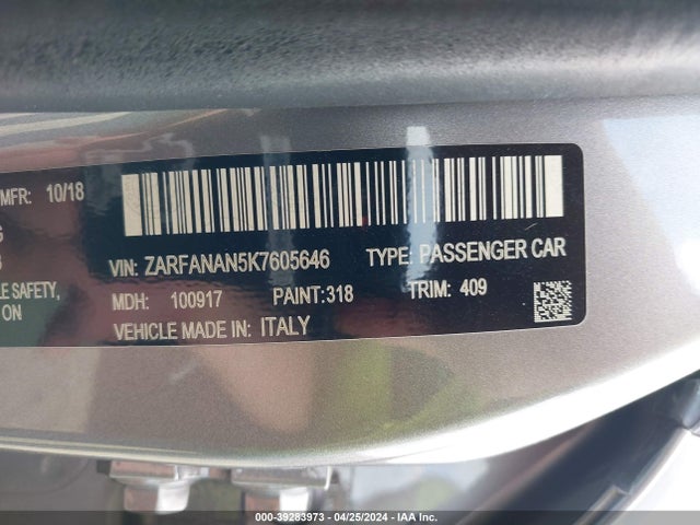 ZARFANAN5K7605646 Alfa Romeo Giulia Sport Awd