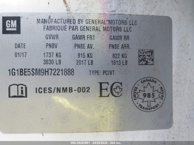 Chevrolet Cruze Lt Auto 2017 1G1BE5SM9H7221888 Image 9