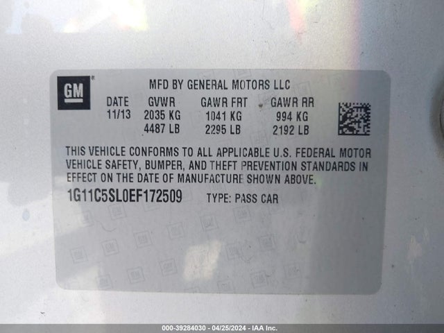 Chevrolet MALIBU 1LT 2014 1G11C5SL0EF172509 Image 9