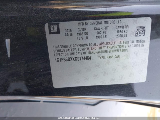 Chevrolet Camaro 1lt 2016 1G1FB3DXXG0174464 Image 9