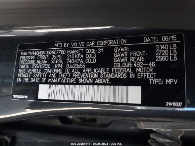YV440MDK9G2807780 Volvo Xc60 T5 Drive-e Premier