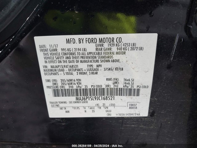Ford ECOSPORT S 2018 MAJ6P1SL9JC168521 Image 9