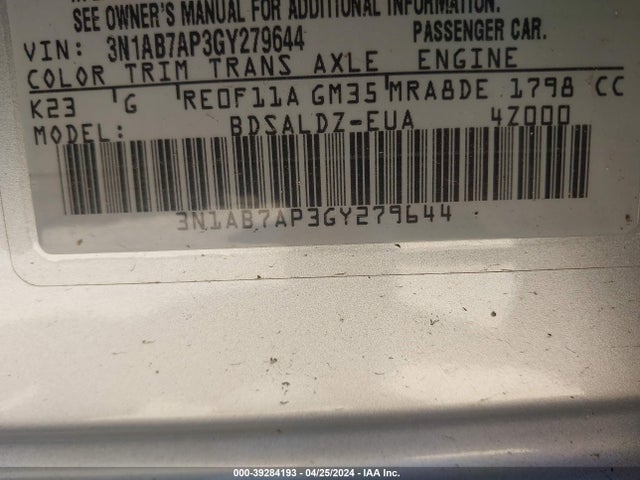 Nissan SENTRA SV 2016 3N1AB7AP3GY279644 Image 9