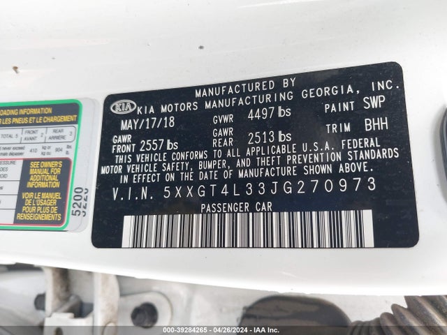 KIA Optima Lx 2018 5XXGT4L33JG270973 Image 9