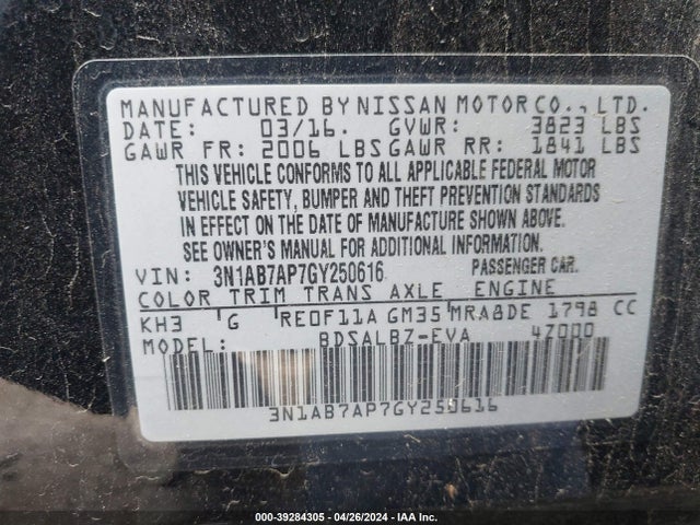 Nissan SENTRA S 2016 3N1AB7AP7GY250616 Image 9