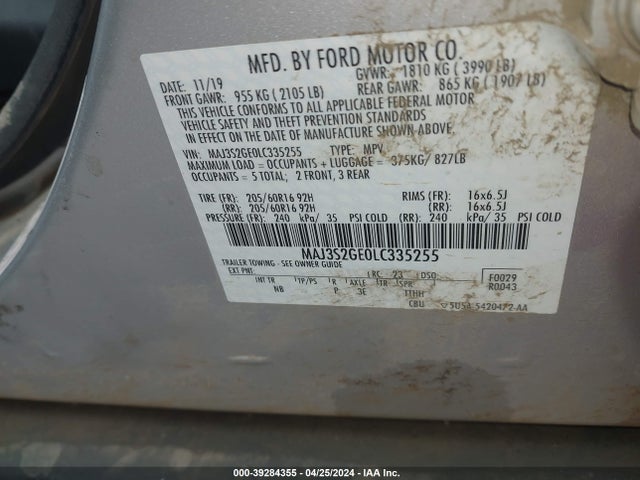 Ford Ecosport Se 2020 MAJ3S2GE0LC335255 Image 9