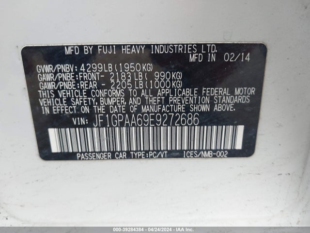 Subaru Impreza 2.0i 2014 JF1GPAA69E9272686 Image 9
