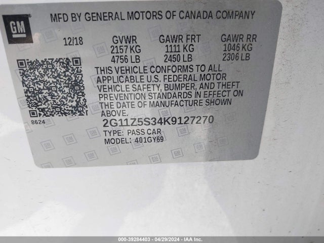 Chevrolet IMPALA LT 2019 2G11Z5S34K9127270 Image 9