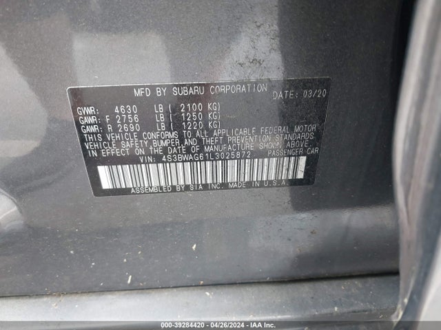 Subaru Legacy Sport 2020 4S3BWAG61L3025872 Image 9