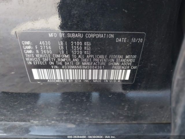 4S3BWAN68M3004361 Subaru Legacy Limited