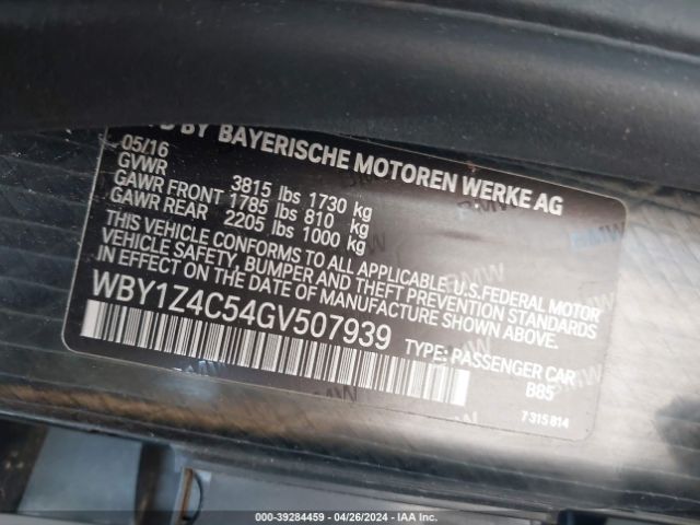 WBY1Z4C54GV507939 BMW I3 Base W/range Extender