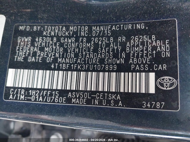 Toyota CAMRY SE 2015 4T1BF1FK3FU107899 Image 8