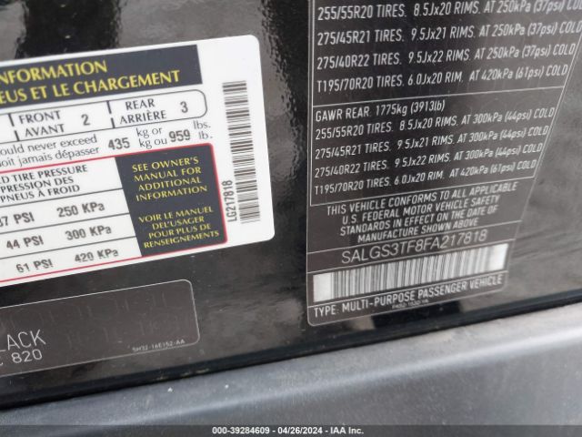 SALGS3TF8FA217818 Land Rover Range Rover 5.0l V8 Supercharged