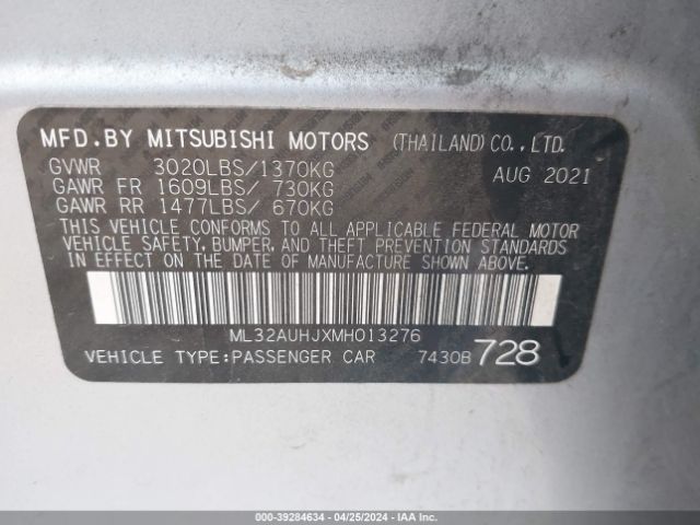 ML32AUHJXMH013276 Mitsubishi Mirage Carbonite Edition/es/le