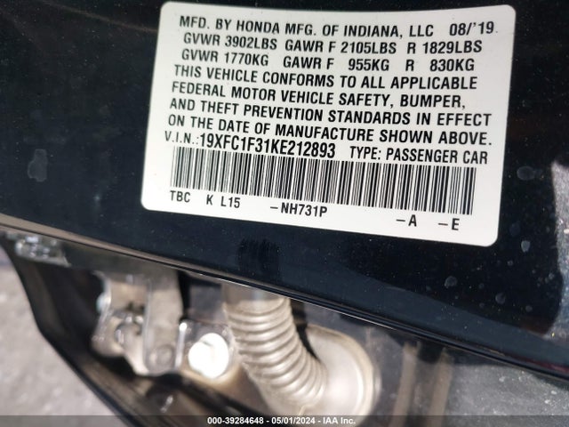 Honda CIVIC EX 2019 19XFC1F31KE212893 Image 9