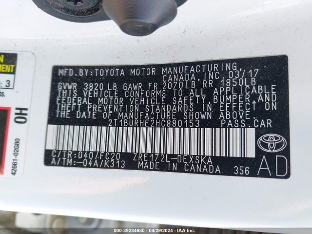 Toyota COROLLA SE 2017 2T1BURHE2HC880153 Image 9