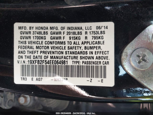 Honda Civic Lx 2014 19XFB2F54EE064981 Image 9