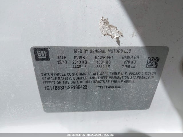 Chevrolet Malibu 1ls 2014 1G11B5SL5EF196422 Image 9