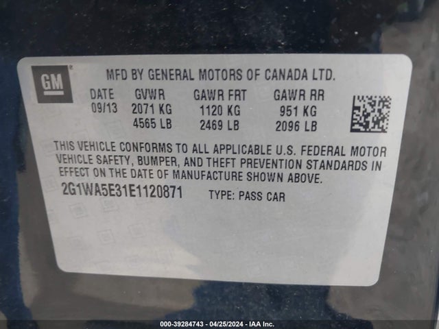 Chevrolet Impala Limited Ls 2014 2G1WA5E31E1120871 Image 9