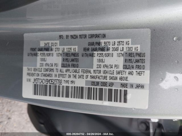 JM3TCACY6M0523788 Mazda Cx-9 Touring