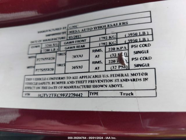 1GTV2TEC9FZ279442 GMC SIERRA 1500