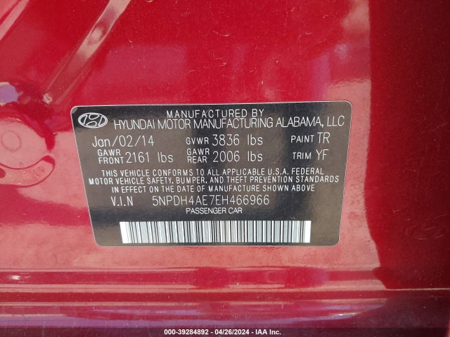 Hyundai ELANTRA SE 2014 5NPDH4AE7EH466966 Image 9