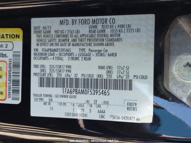 1FA6P8AM0F5395465 Ford Mustang V6