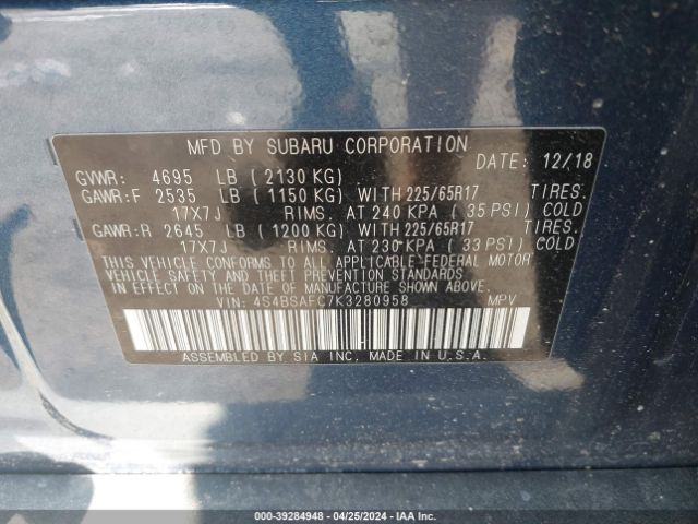 4S4BSAFC7K3280958 Subaru Outback 2.5i Premium