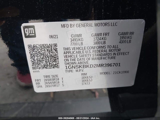 Chevrolet Suburban 4wd Ls 2021 1GNSKBKD2MR396701 Image 9