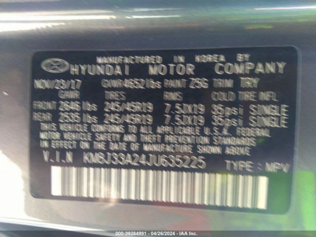 KM8J33A24JU635225 Hyundai Tucson Limited