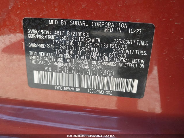 Subaru Crosstrek Premium 2024 JF2GUADC1RH313460 Image 9