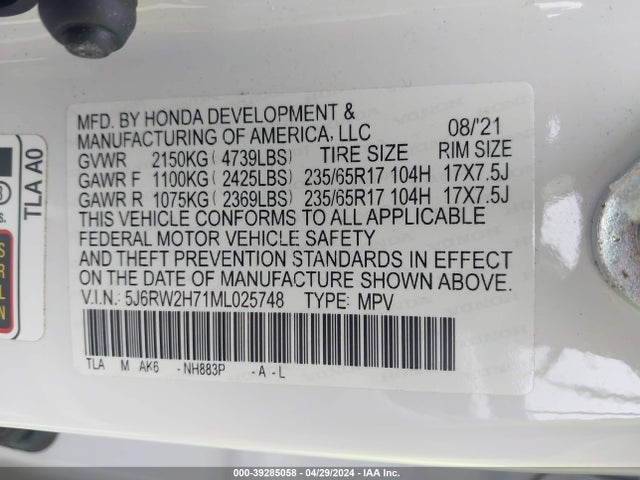 Honda Cr-v Awd Special Edition 2021 5J6RW2H71ML025748 Image 9