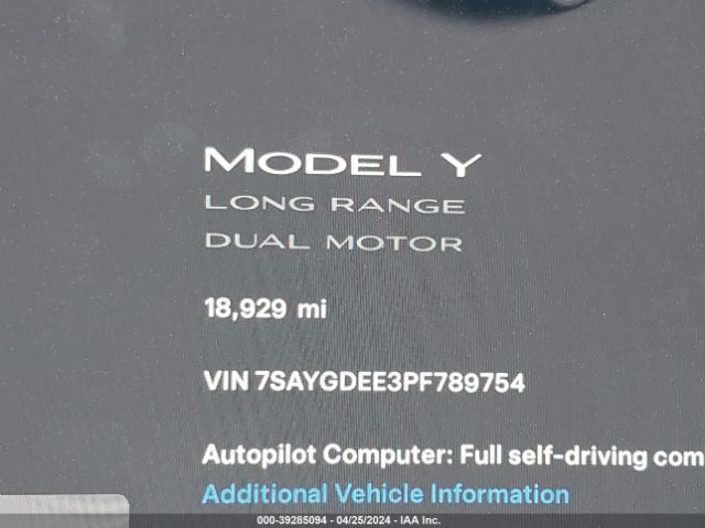 7SAYGDEE3PF789754 Tesla Model Y Awd/long Range Dual Motor All-wheel Drive