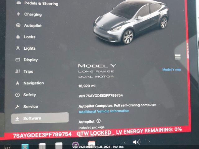 7SAYGDEE3PF789754 Tesla Model Y Awd/long Range Dual Motor All-wheel Drive
